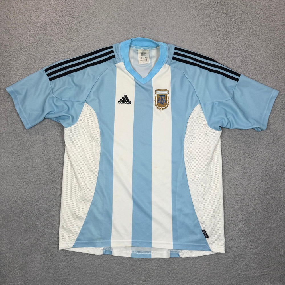 Vintage Adidas Argentina AFA Soccer Jersey Mens XL Blue White Striped Climalite